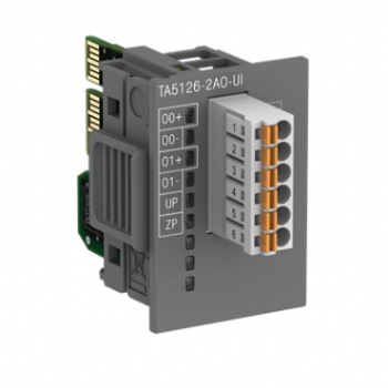 ABB 1SAP187100R0003 TA5126-2AO-UI, AC500-eCo Analog output option board. 2 AO: U, I. 12 Bit.